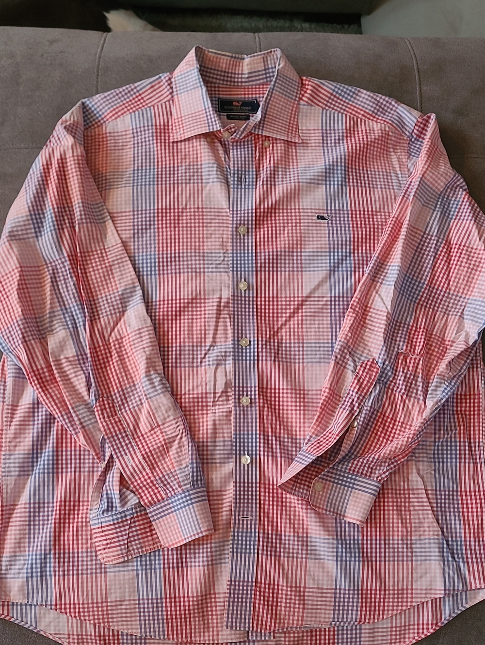 Vineyard Vines Pink and Blue Plaid Dress Shirt